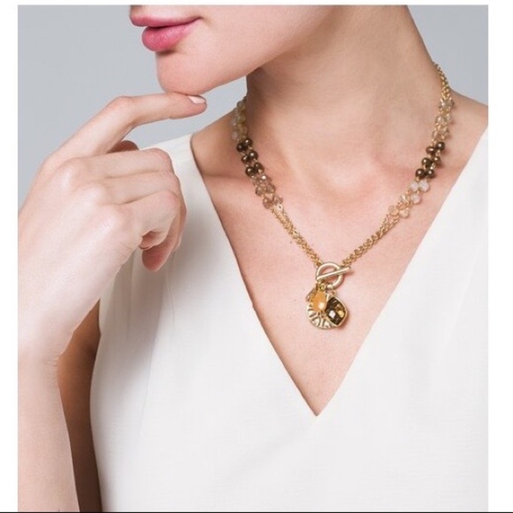 WHBM CONVERTIBLE CHARM NECKLACE WITH AVENTURINE